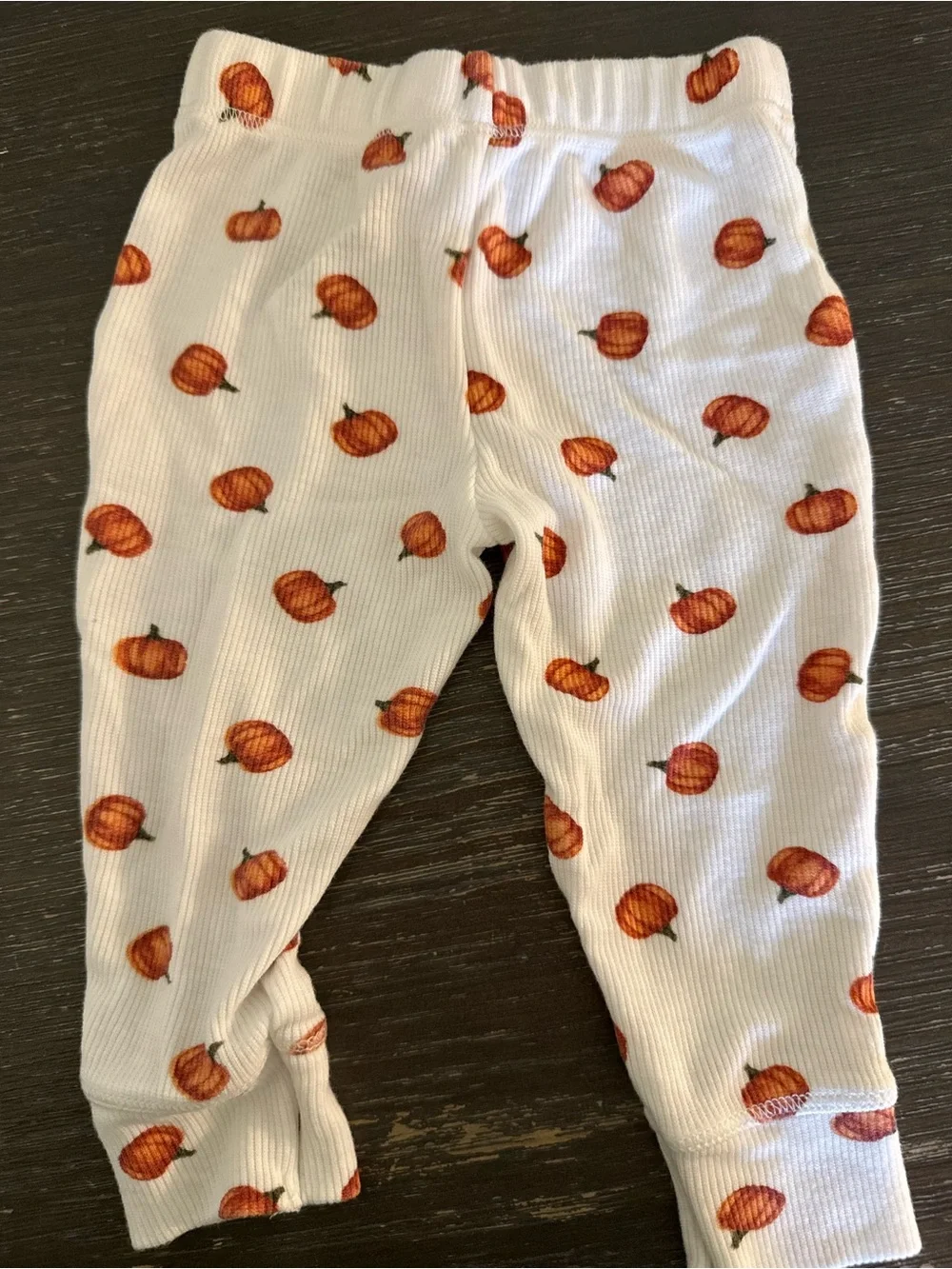 Angel Dear Cream Orange Pumpkin Print Baby Pajama Set Fall Size 6-12 M